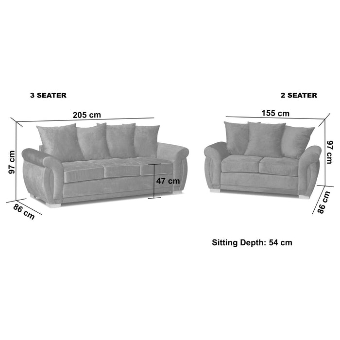 Milano 3 seater and 2 seater sofa set in chenile fabric