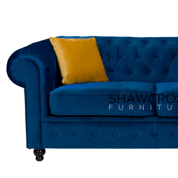 Jersey chestefied royal blue velvet sofa collection
