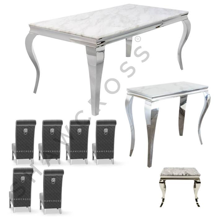 The Louis 1.8M Dining Set Inc X6 Chairs ,X1 Console And Lamp Table